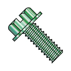 Steel Zinc Green Slotted Hex Washer Head Machine Screws