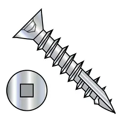 Square Recess (No Nibs), Stl Zinc, Partial Thread Flat with #17 point Deep Thread/Cabinet Screws