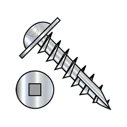 Square Recess, Stl Zinc, Full Thread Round Washer with #17 point Deep Thread/Cabinet Screws