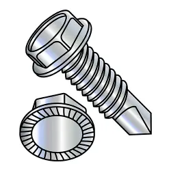 Stainless Steel Zinc w/ Machine Screws Thread Slotted Hex Washer, Serrated  - TEK® Self-Drilling Screws