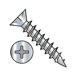 Phillips w/Nibs, Steel Zinc, Full Thread Flat Deep Thread/Cabinet Screws