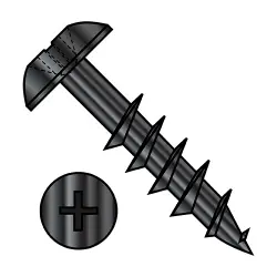 Phillips Stl Black Ox, Partial Thread Truss Deep Thread/Cabinet Screws