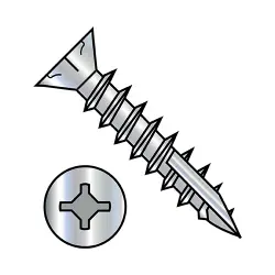 Square-Phillips w/Nibs, Stl Zinc Full Thrd Flat with #17 point Deep Thread/Cabinet Screws