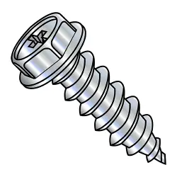 Hex Washer Head Phillips Screws Type A, Steel with Zinc Coating
