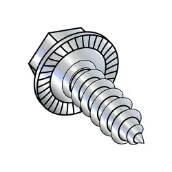 Steel Zinc, 7/16 A.F. Unslotted Hex Washer, Serrated Type-AB Self-Tapping Screws & Sheet Metal Screws