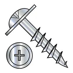 Phillips, Steel Zinc, Partial Thread Large Round Washer Deep Thread/Cabinet Screws