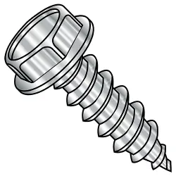 Hex Washer Head Slotted Screws 18-8 Stainless Steel with 7/16