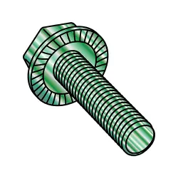 Screws with Hex Washer, Case-Hardened Steel Zinc Green