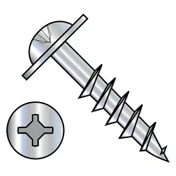 Square/Phillips, Stl Zinc, Part Thread Round Washer Deep Thread/Cabinet Screws