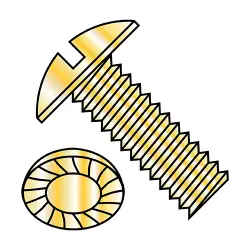 Slotted, Steel Zinc Yellow Truss Head, Serrated Machine Screws