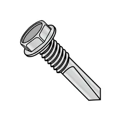 Stl Silvr Ruspert, Unslot #5 Pt--1000 Hr Rated w/ Machine Screws Thread Unslotted Hex Washer  - TEK® Self-Drilling Screws